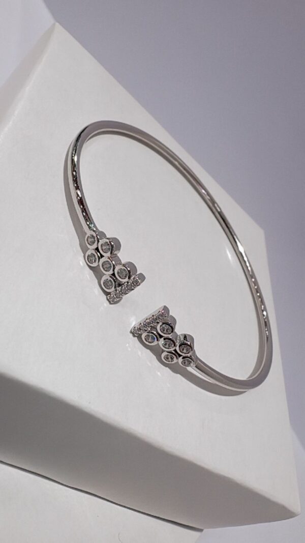 PULSERA DE PLATA RODINADA ITALIANA CON CUBICS ENGARZAADOS - Image 2