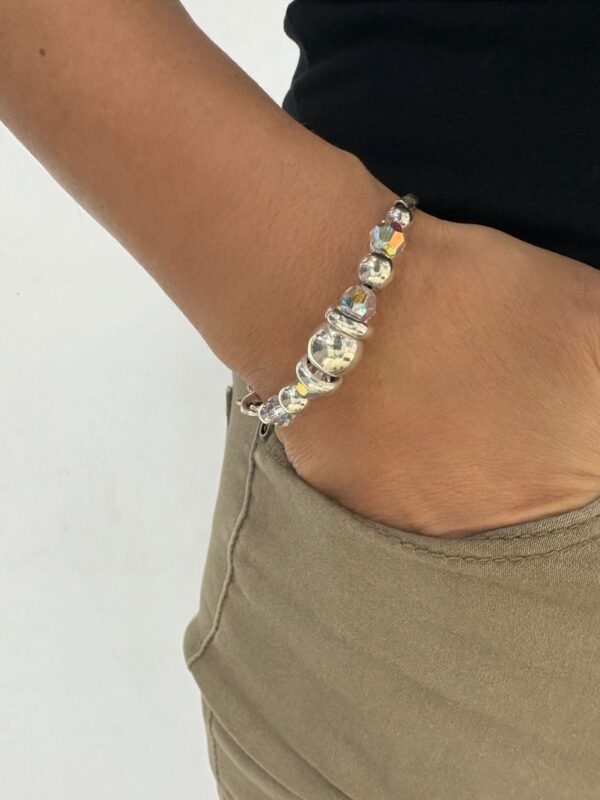 PULSERA DE PLATA MODELO SEMI RIGIDO CON CRISTAL