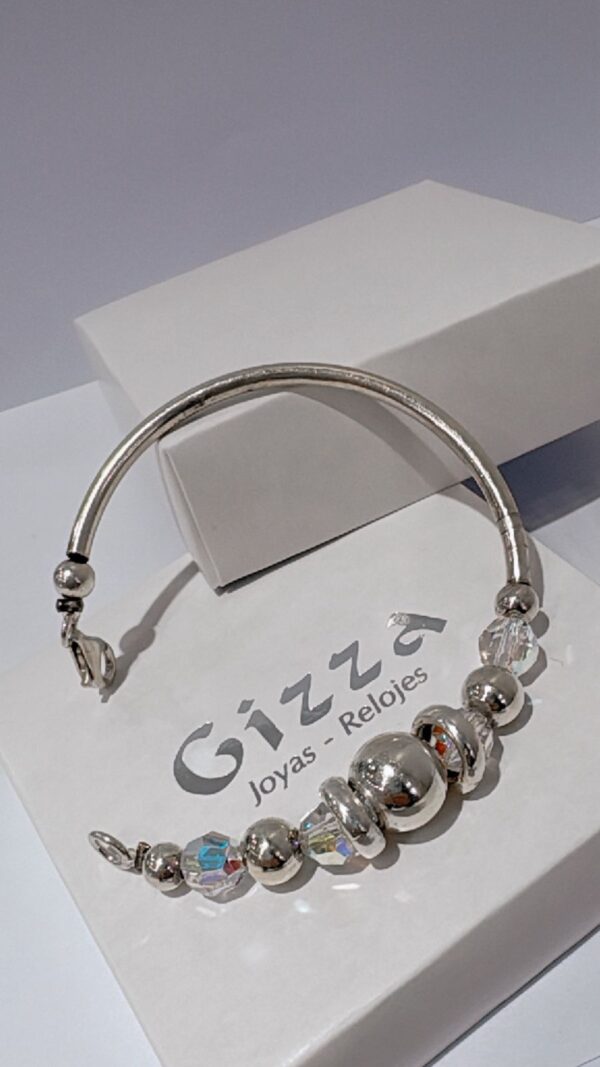 PULSERA DE PLATA MODELO SEMI RIGIDO CON CRISTAL - Image 4