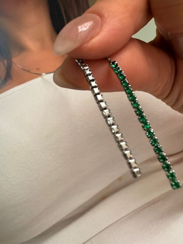 CORBATERO de plata rodianda con piedras color verde - Image 2