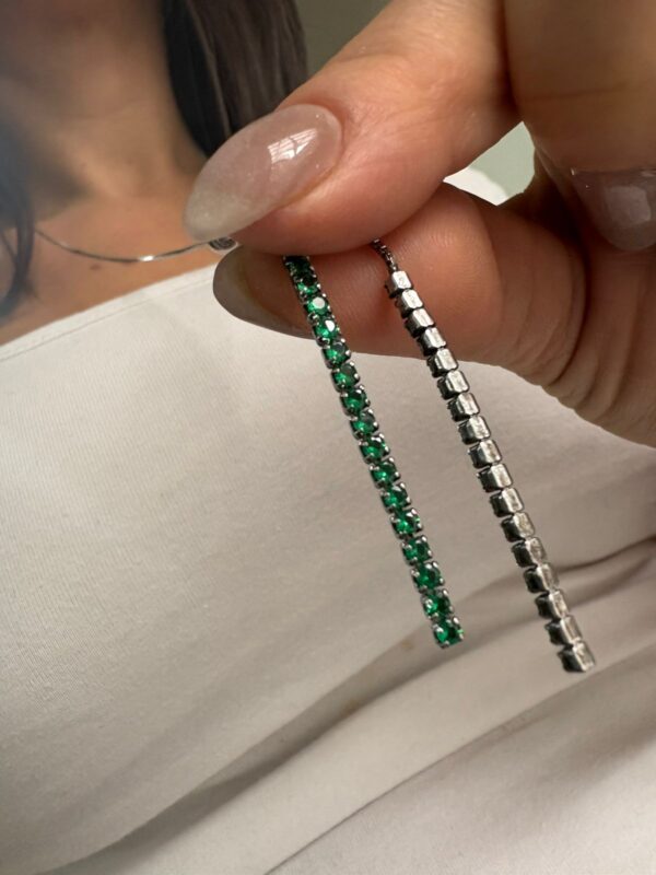 CORBATERO de plata rodianda con piedras color verde - Image 4