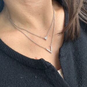 GARGANTILLA de plata rodianda diseño doble cadena con TRIANGULO