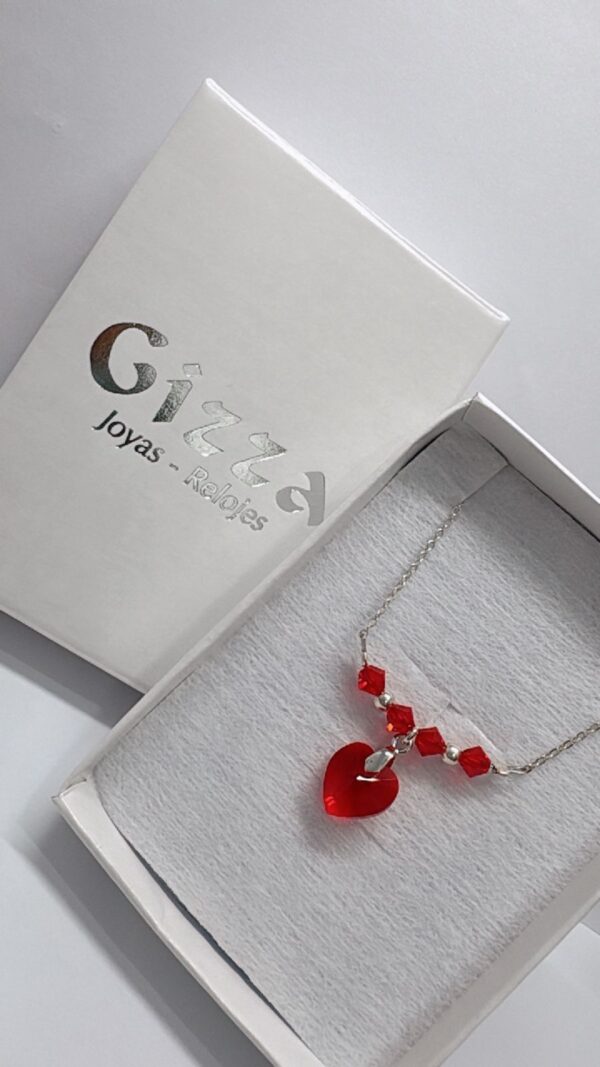 CONJUNTO "Corazón"rojo DE PLATA con cristal europeo - Image 2