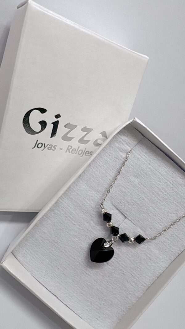 CONJUNTO "Corazón" negro DE PLATA con cristal europeo - Image 2