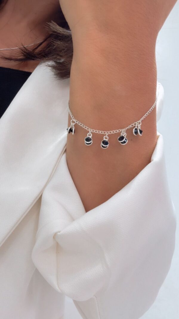 PULSERA DE PLATA MODELO CON CUBIC`S NEGROS