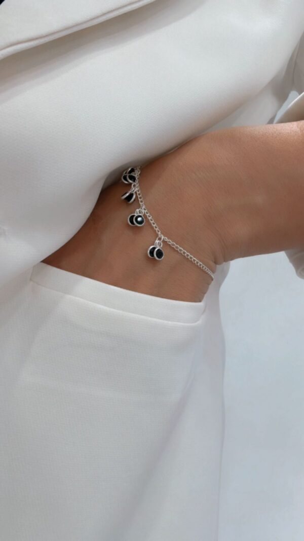 PULSERA DE PLATA MODELO CON CUBIC`S NEGROS - Image 3