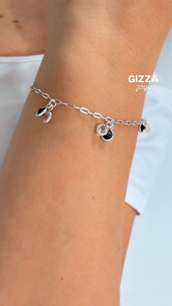 PULSERA DE PLATA MODELO CON CUBIC`S BLANCO Y NEGRO