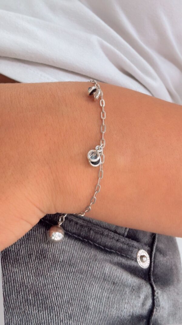 PULSERA DE PLATA MODELO CON CUBIC`S BLANCO Y NEGRO - Image 2