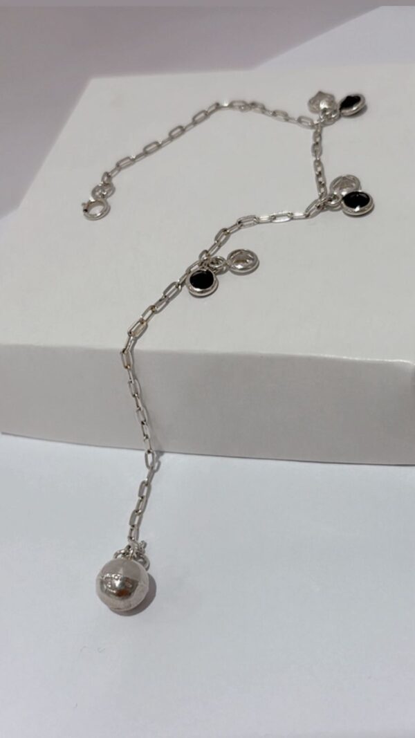 PULSERA DE PLATA MODELO CON CUBIC`S BLANCO Y NEGRO - Image 3