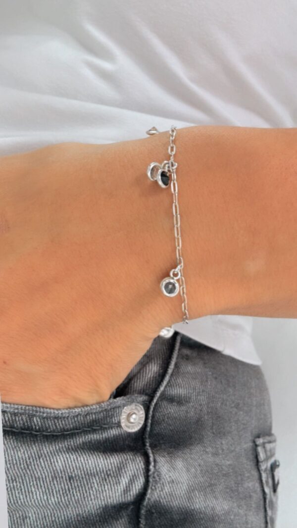 PULSERA DE PLATA MODELO CON CUBIC`S BLANCO Y NEGRO - Image 4