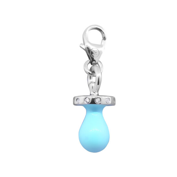 DIJE DE PLATA RODINADA LINEA MONONA Chupete celeste