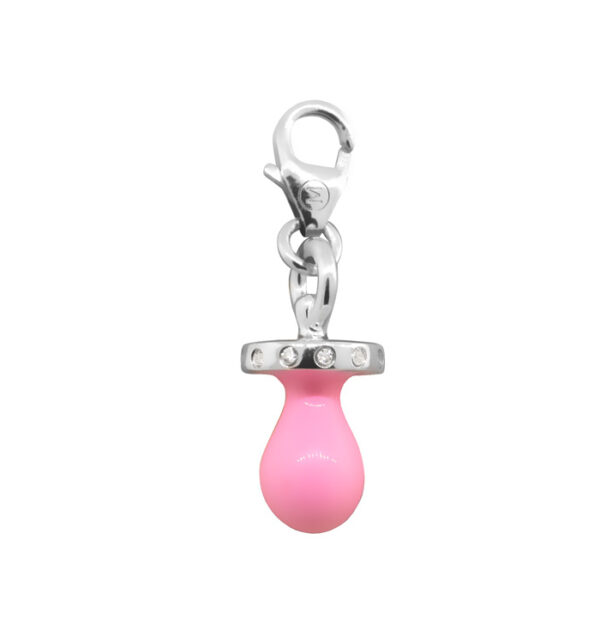 DIJE DE PLATA RODINADA LINEA MONONA Chupete rosa