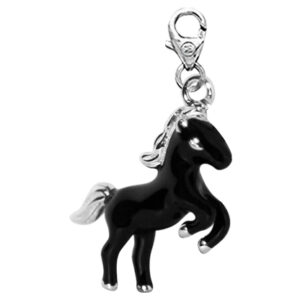 DIJE DE PLATA LINEA MONONA MODELO CABALLO CORCEL NEGRO