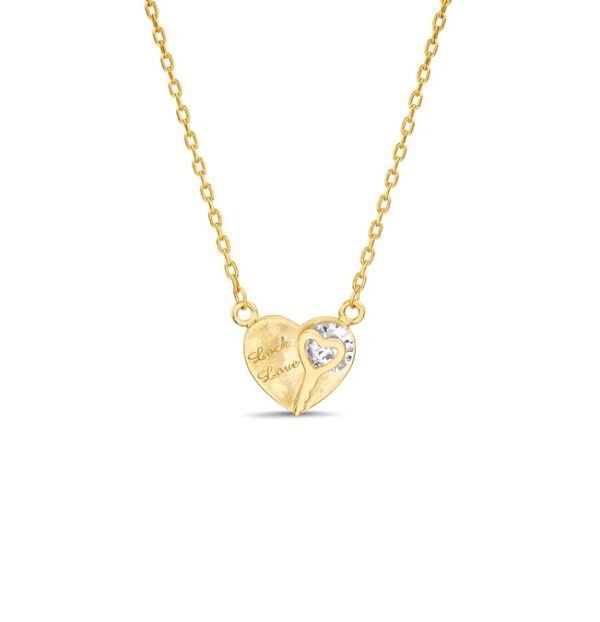 CONJUNTO DE PLATA RODIANDA EN DORADO "Corazón"