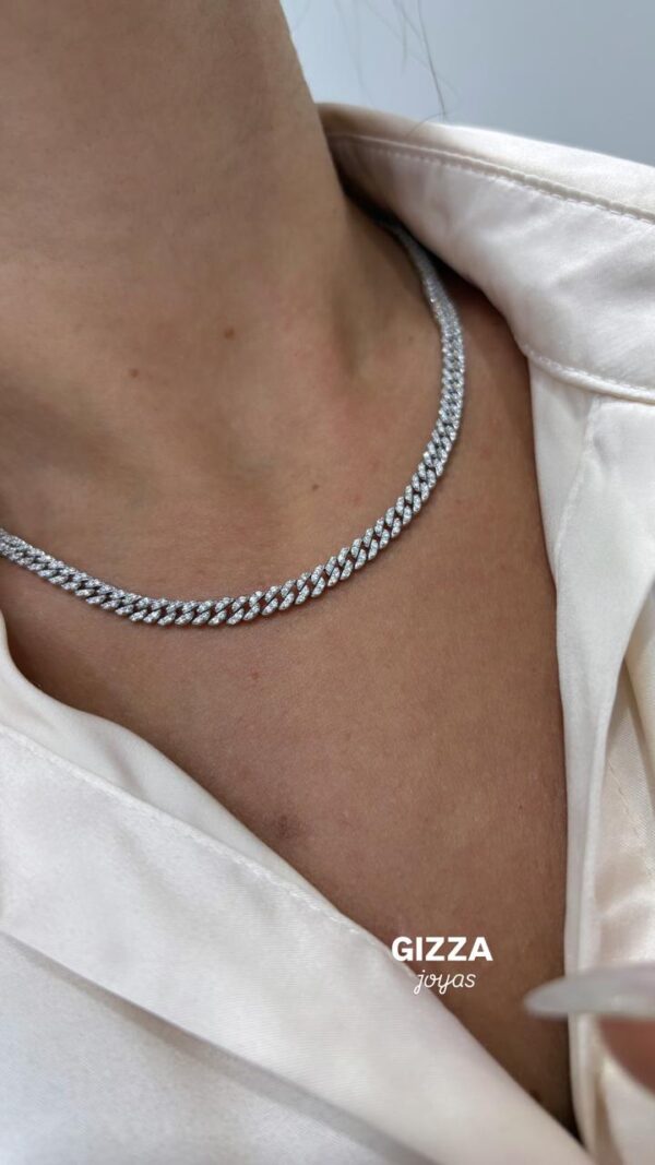 GARGANTILLA DE PLATA RODINDA ITALY MODELO GROUMET CON MICROPAVE