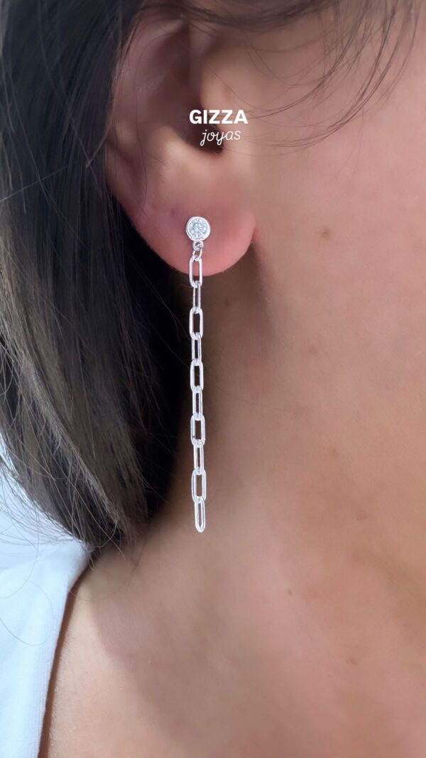 AROS de plata rodianda modelo cadena y piedras