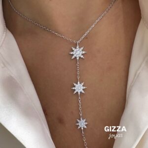 CORBATERO DE PLATA RODINADA MODELO ESTRELLAS