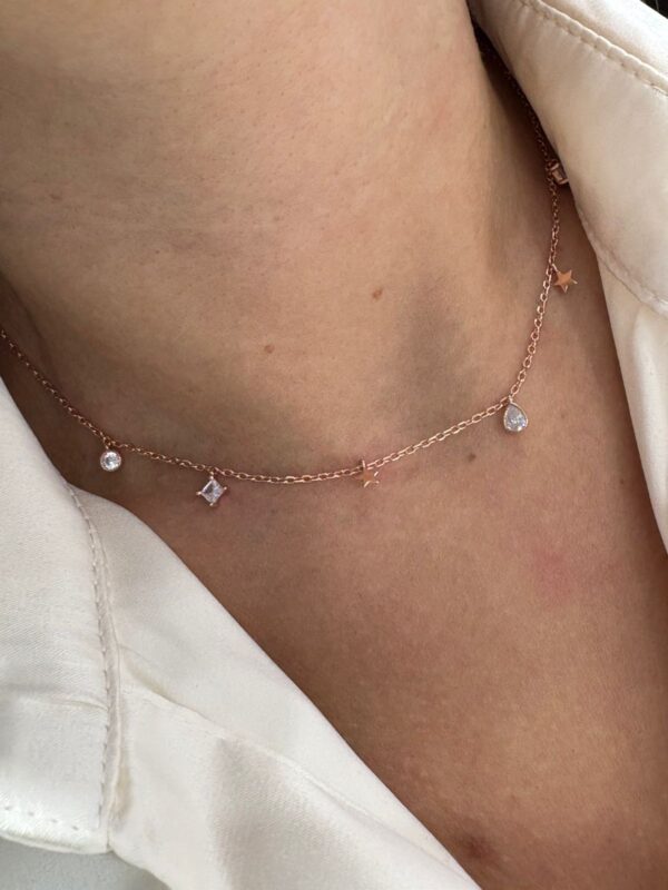 GARGANTILLA MODELO "STARS" DE PLATA RODINADA ROSE