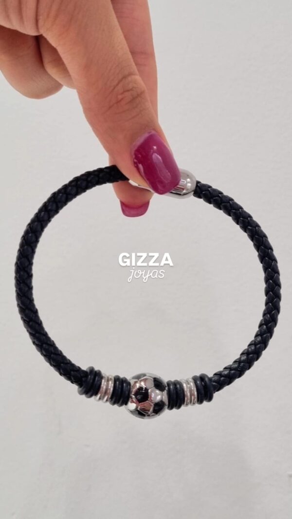 PULSERA DE CUERINA Y ACERO MODELO FÚTBOL - Image 2