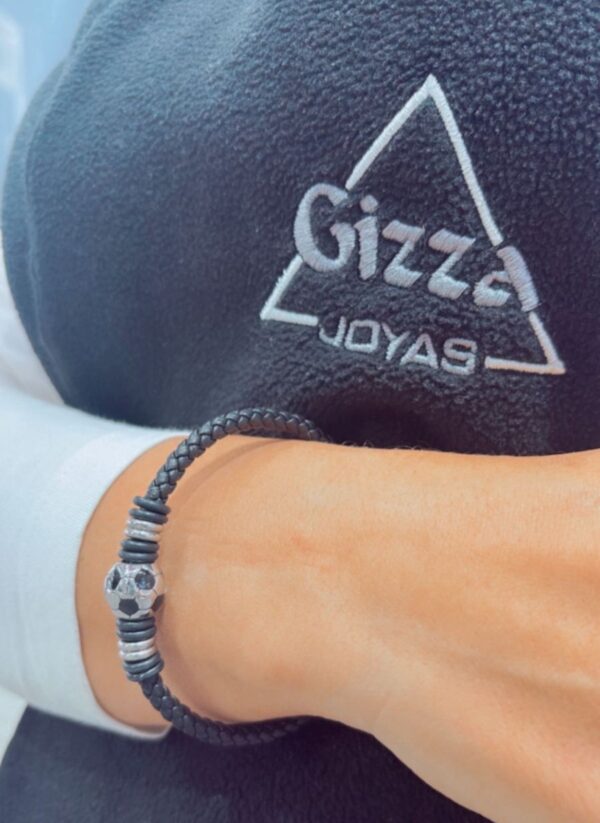 PULSERA DE CUERINA Y ACERO MODELO FÚTBOL - Image 4