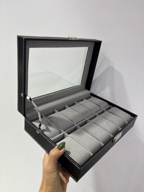 ESTUCHE PARA RELOJES CON TAPA DE VIDRIO PARA 12 UNIDADES - Image 3