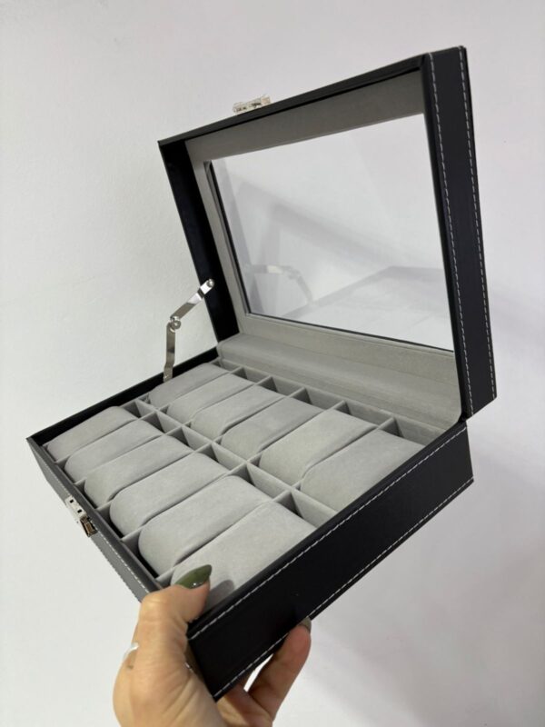 ESTUCHE PARA RELOJES CON TAPA DE VIDRIO PARA 12 UNIDADES - Image 5