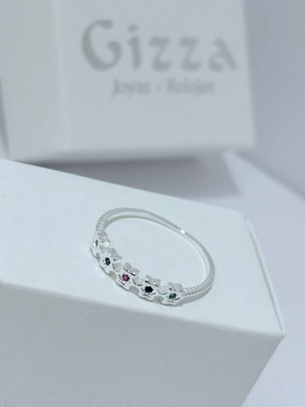 ANILLO DE PLATA MODELO ESTRELLAS CON CUBICS ENGARZADOS - Image 4