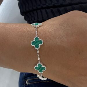 PULSERA DE ACERO BLANCO TREBOL