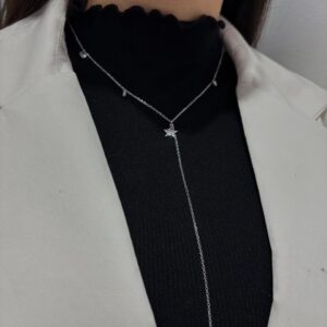 CORBATERO DE PLATA RODIANDA CON ESTRELLA Y CUBICS