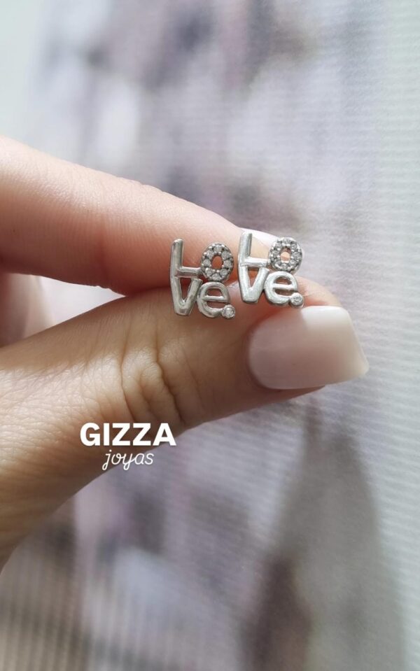 AROS de plata rodinada modelo LOVE con piedras