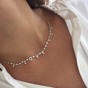 GARGANTILLA de plata rodinada con piedras diselo "I LOVE YOU"