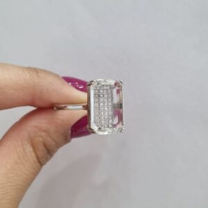 ANILLO de plata rodinada y piedras rectangular, n18