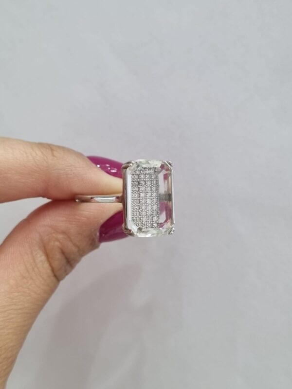 ANILLO de plata rodinada y piedras rectangular, n18