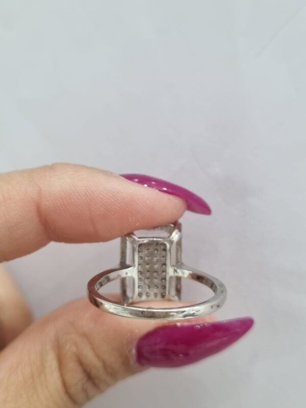 ANILLO de plata rodinada y piedras rectangular, n18 - Image 2