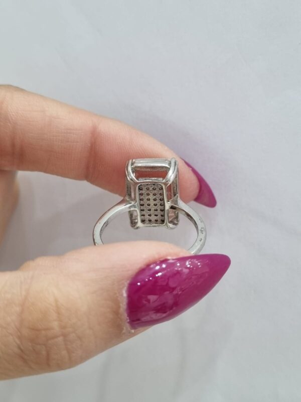 ANILLO de plata rodinada y piedras rectangular, n18 - Image 4