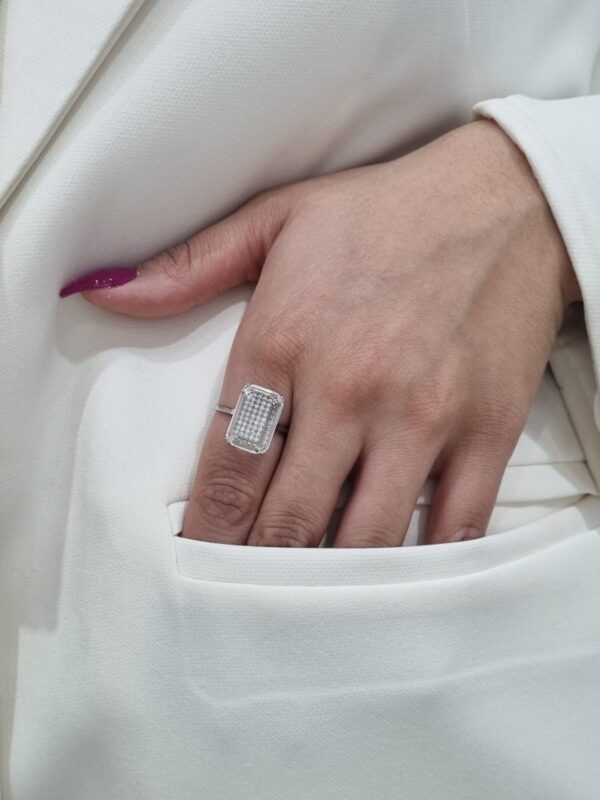 ANILLO de plata rodinada y piedras rectangular, n18 - Image 5