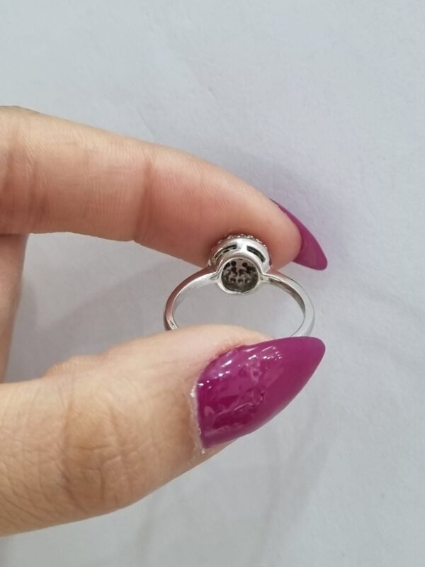 ANILLO de plata rodinada modelo MEDIA ESFERA con micropave - Image 2