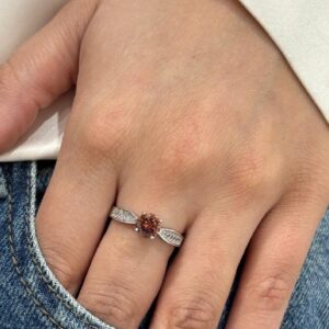 ANILLO de plata rodinada con piedra marron n21