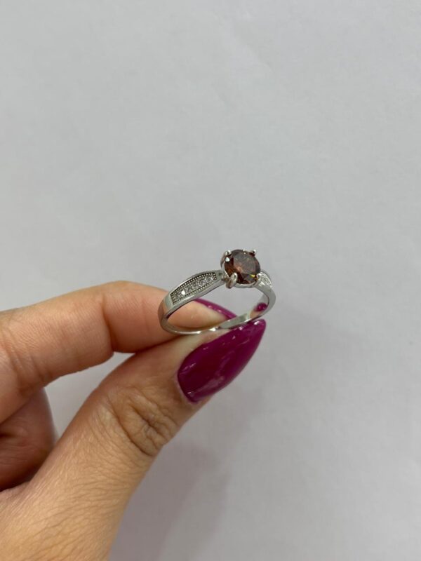ANILLO de plata rodinada con piedra marron n21 - Image 3