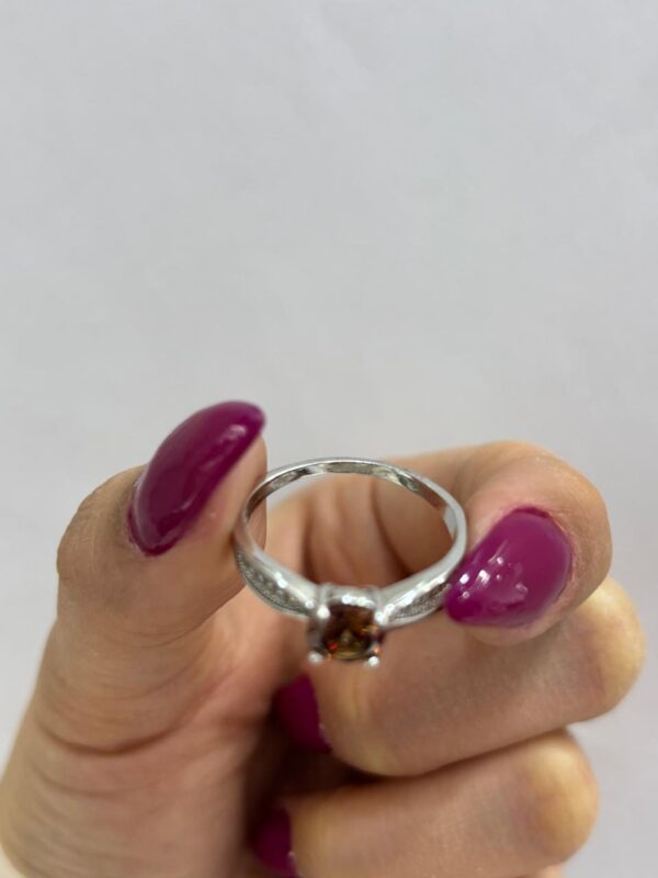 ANILLO de plata rodinada con piedra marron n21 - Image 5