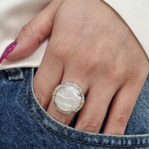 ANILLO de plata con oro y nacar REDONDO n14