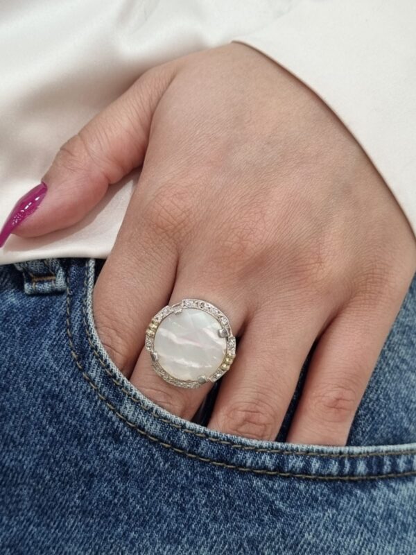 ANILLO de plata con oro y nacar REDONDO n14