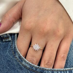 ANILLO de plata con oro modelo flor rosa y blanca n17