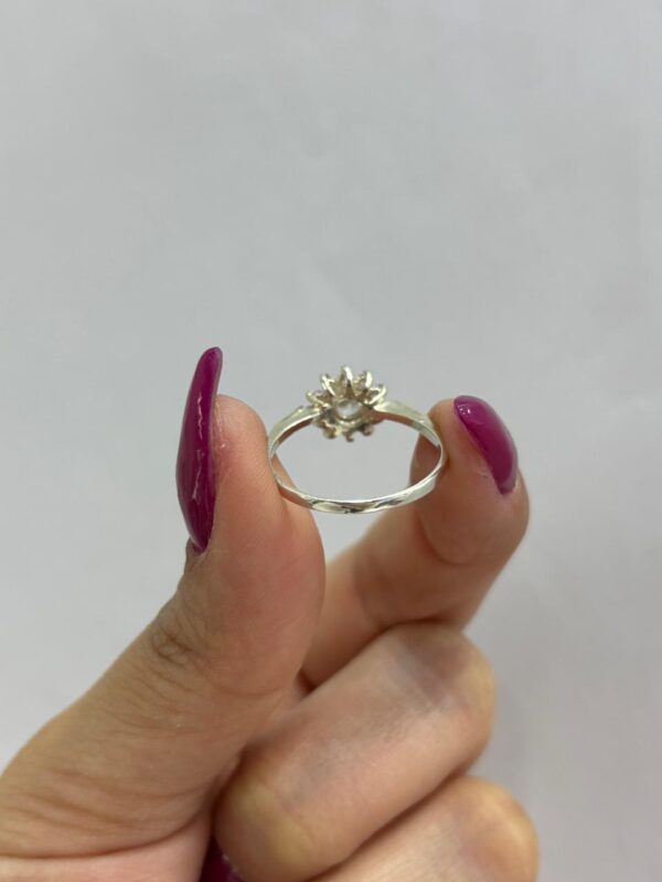 ANILLO de plata con oro modelo flor rosa y blanca n17 - Image 4