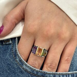 ANILLO de plata con piedras rectangulares