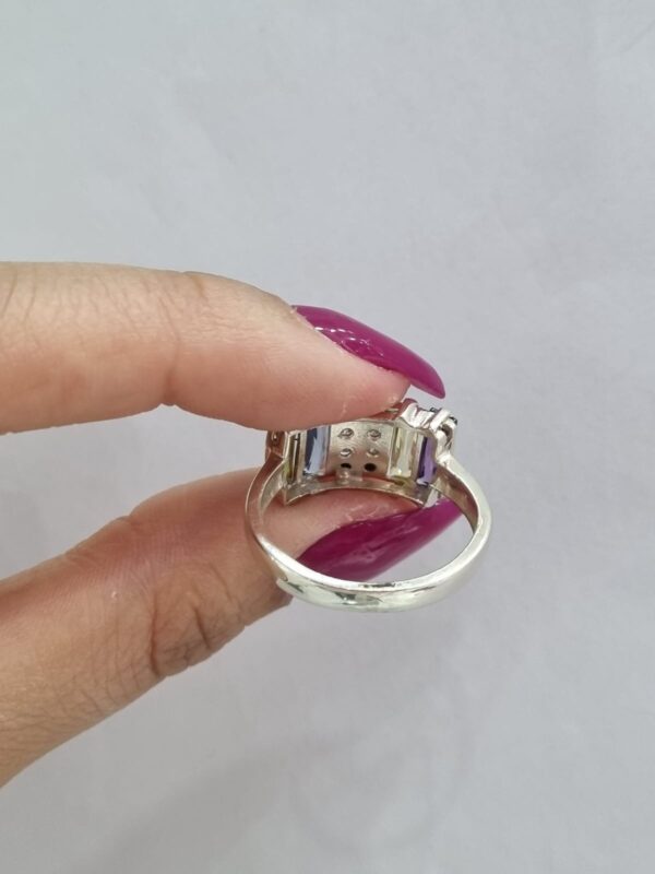 ANILLO de plata con oro y piedras rectangulares n20 - Image 4
