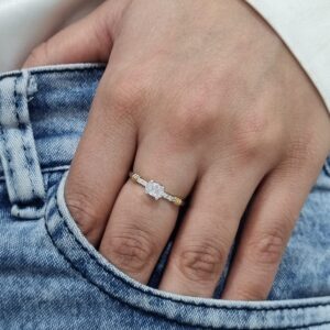 ANILLO de plata con oro y piedra n18