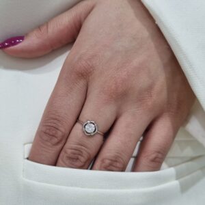 ANILLO de plata rodinada con piedra n13