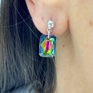 AROS de plata con cristal europeo en multicolor