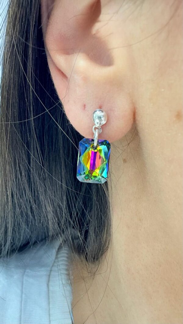 AROS de plata con cristal europeo en multicolor